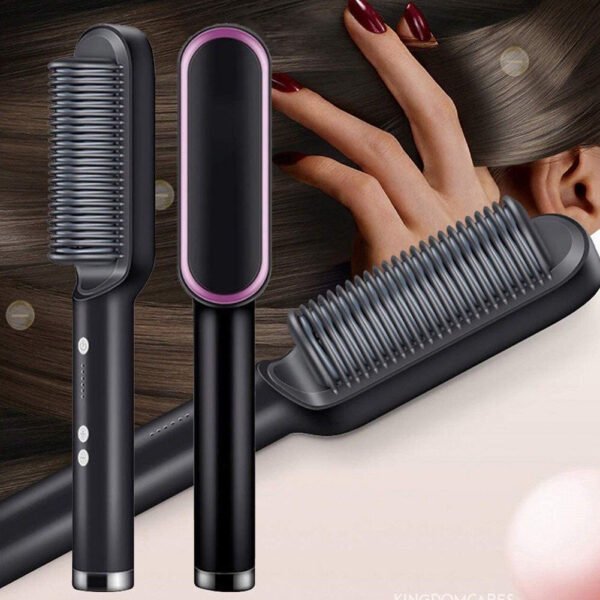 Escova Pente Alisadora Modeladora Elétrica 3 em 1 Alisa Hidrata e Anti Frizz 45W Bivolt - Image 2
