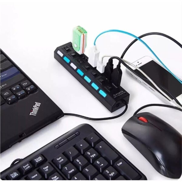 Hub Usb 2.0 Extensão Usb 7 Portas Com Led - Image 3