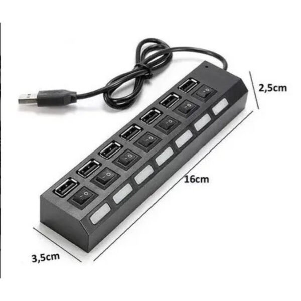 Hub Usb 2.0 Extensão Usb 7 Portas Com Led - Image 5